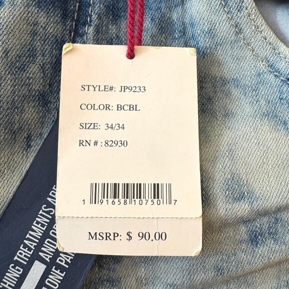 NEW Smoke Rise Mens Bleached Distressed Denim Jeans Slim Fit JP9233 Size 34/34 - Picture 6 of 13